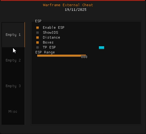 WARFRAME ESP CHEAT MENU