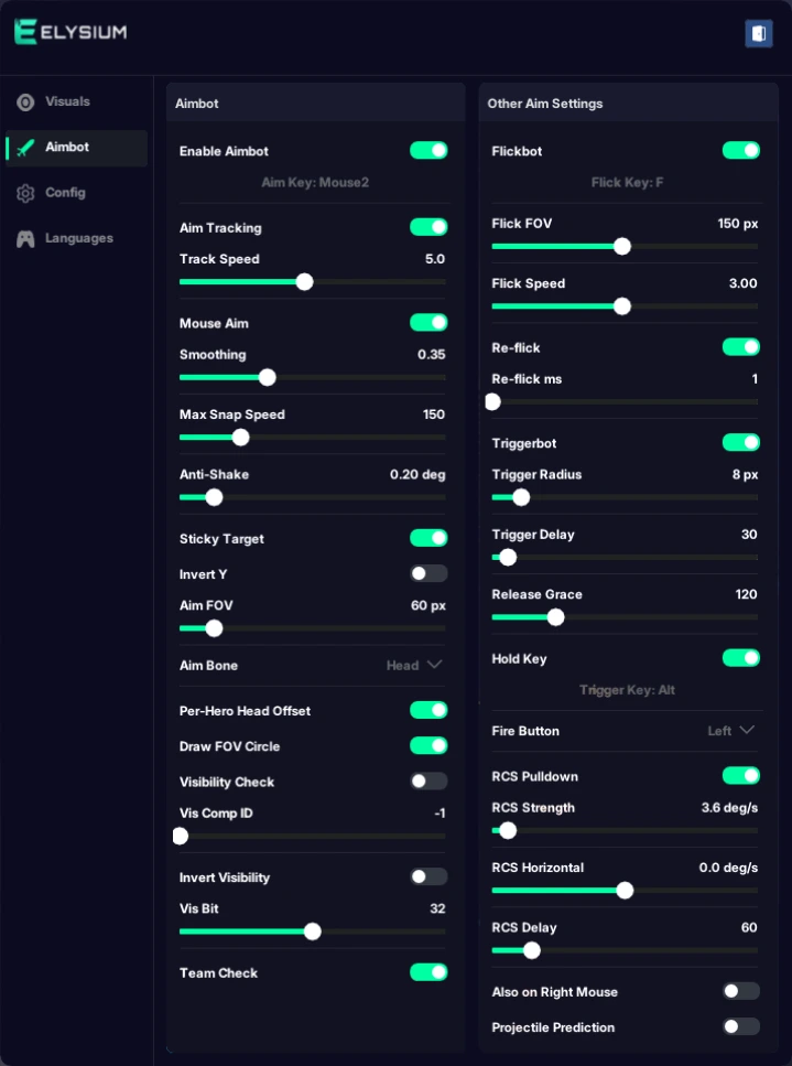 aimbot cheat menu