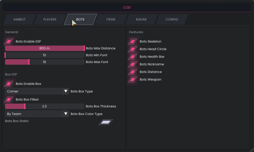 bo7 esp cheat menu show bots