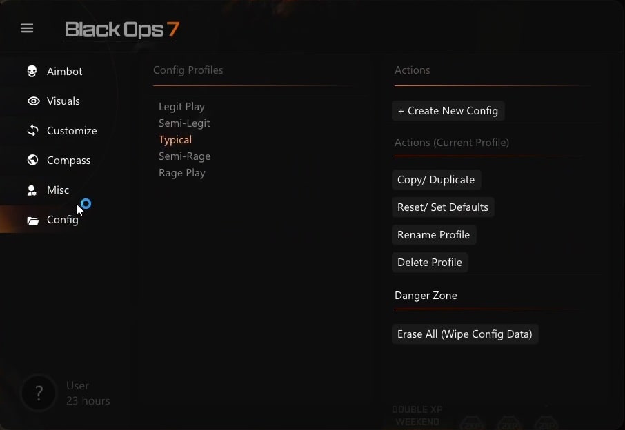 bo7 menu cheat settings profile