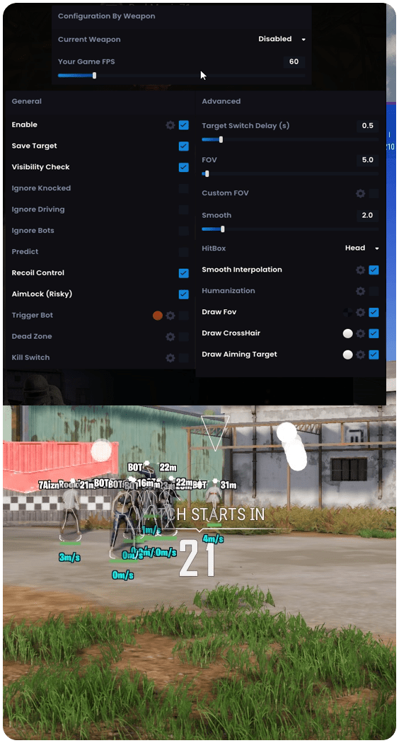 pubg aimbot menu with silent aim triggerbot