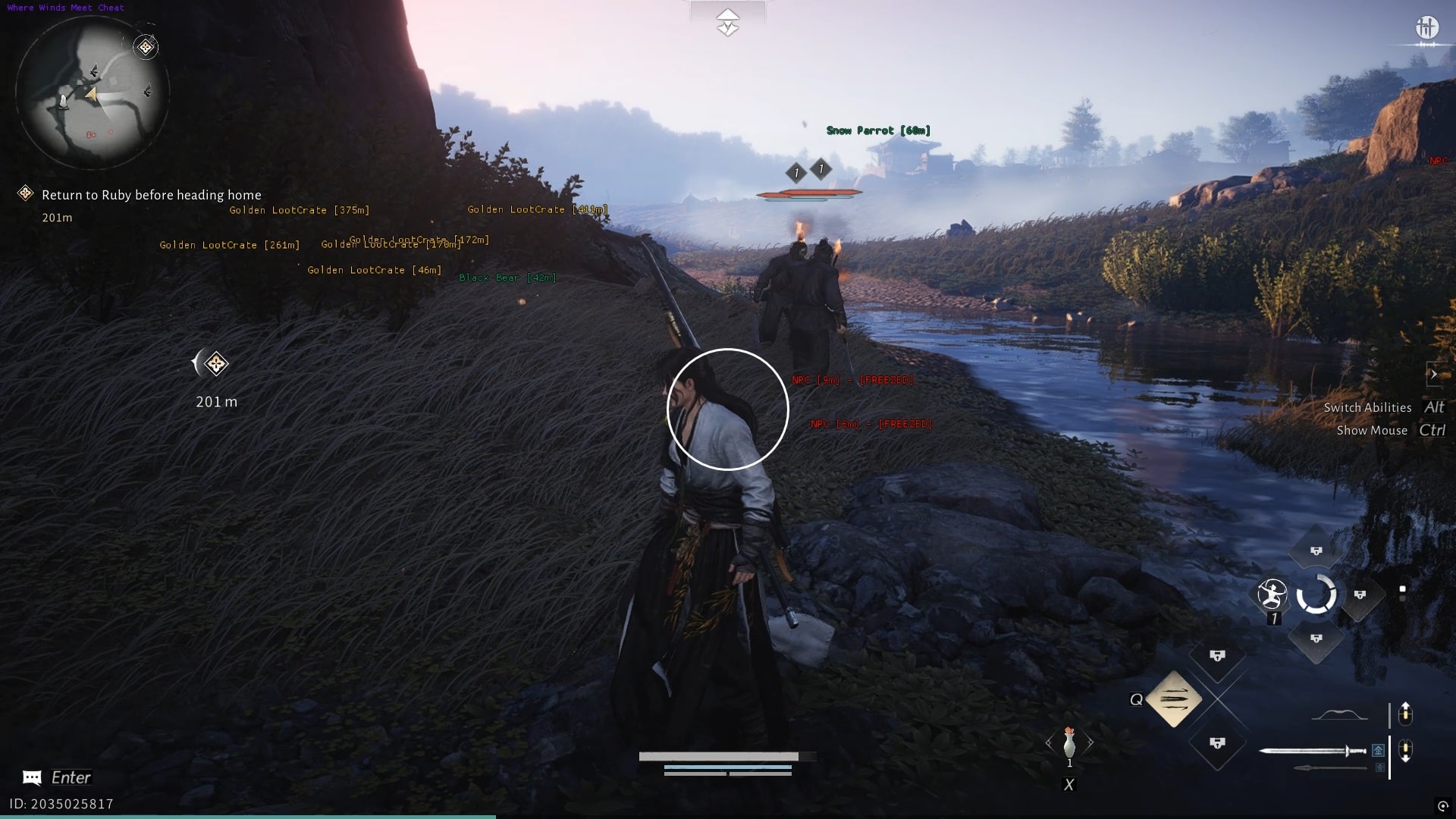 where winds menu cheats with loot esp