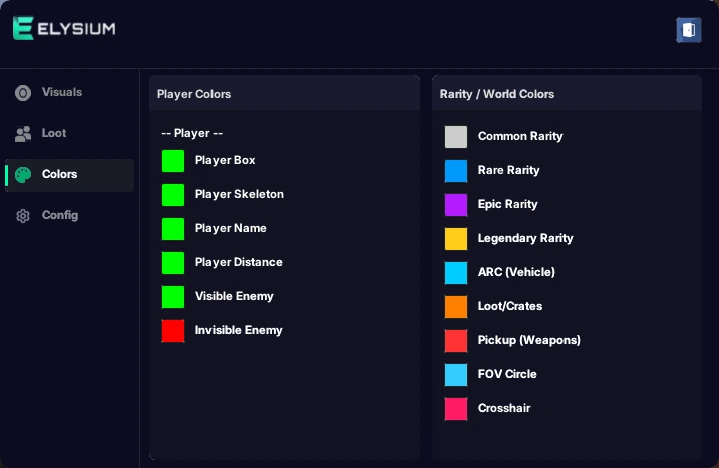 arc raider elysium colors cheat menu