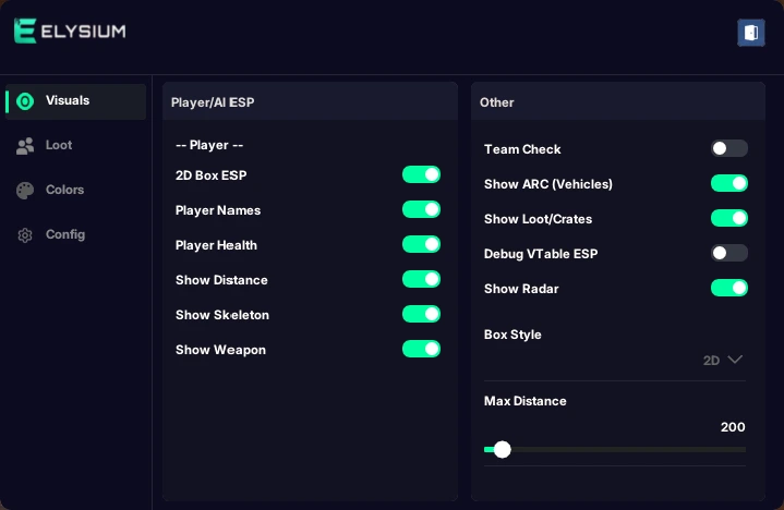 arc raiders visuals cheat menu