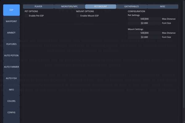 ashes of creation pet esp menu cheat