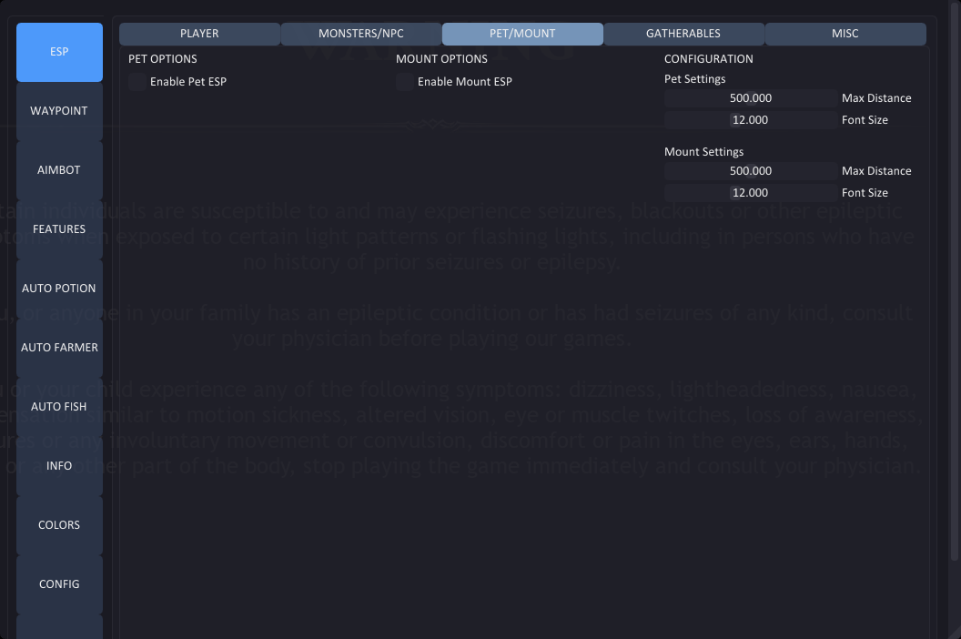 ashes of creation pet esp menu cheat