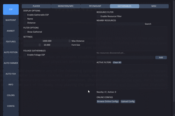 ashes of creation pet gatherables menu cheat