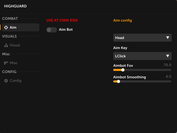 Highguard aimbot cheat menu