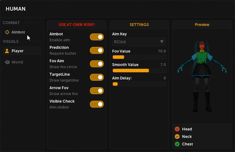 once human esp cheat menu