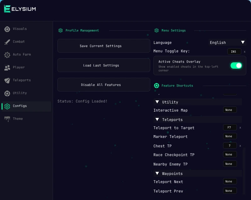 configs tab