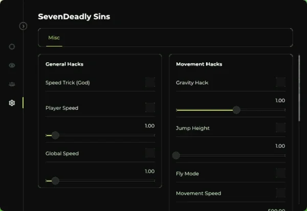 the seven deadly sins origin misc features menu