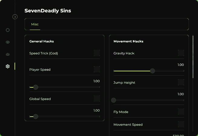 the seven deadly sins origin misc features menu