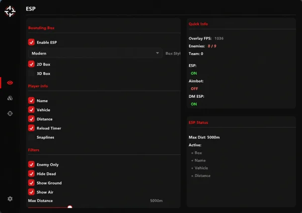 war thunder esp menu