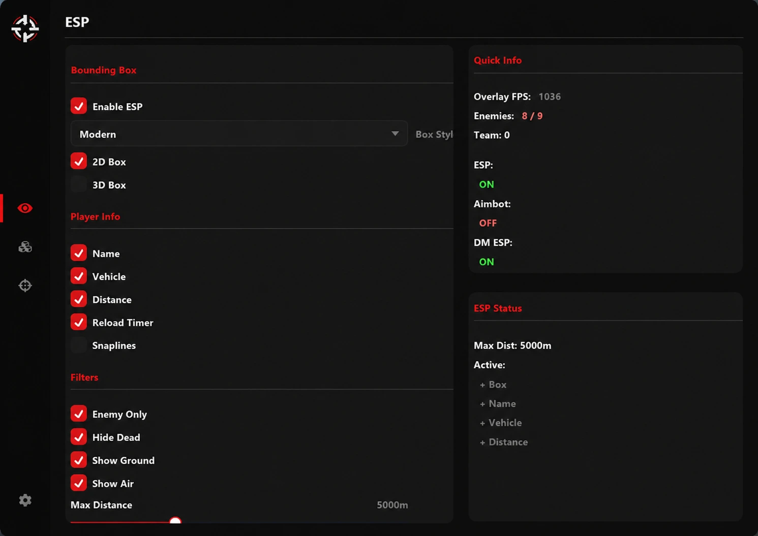 war thunder esp menu