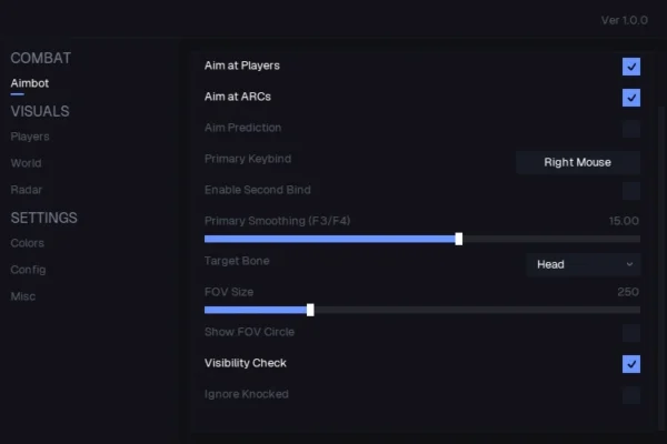 arc raiders aimbot cheat menu