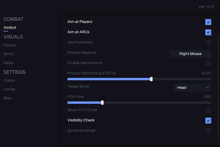 arc raiders aimbot cheat menu