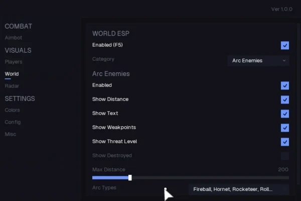 arc raiders esp hack menu world esp
