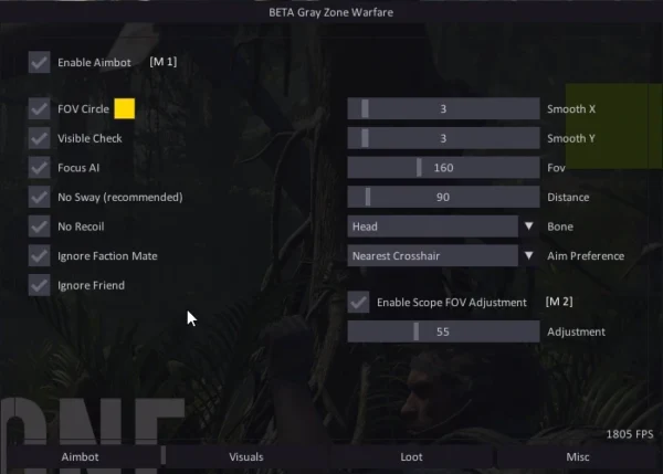 gray zone warfare aimbot cheat menu