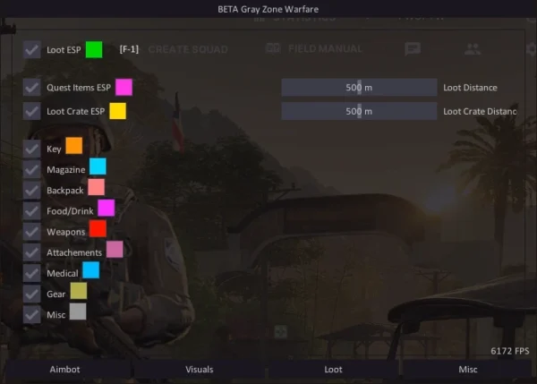 gray zone warfare esp loot cheat menu