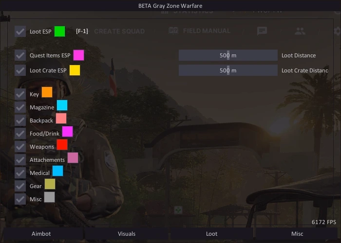 gray zone warfare esp loot cheat menu