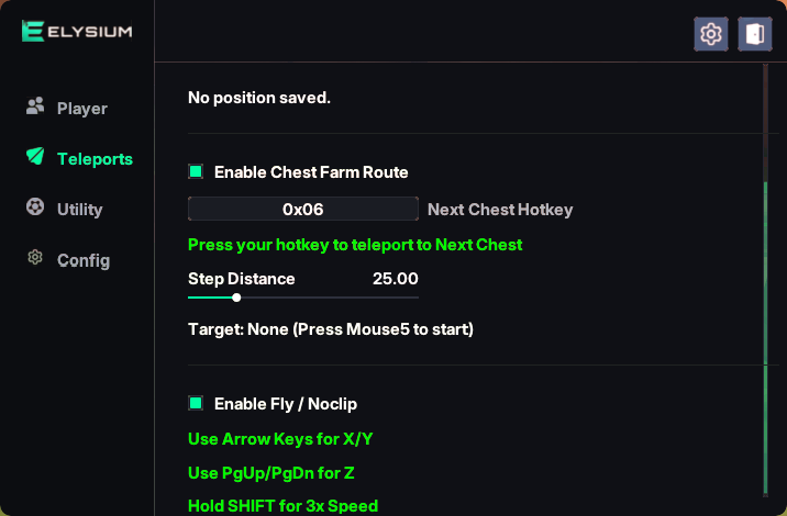 farever teleport menu