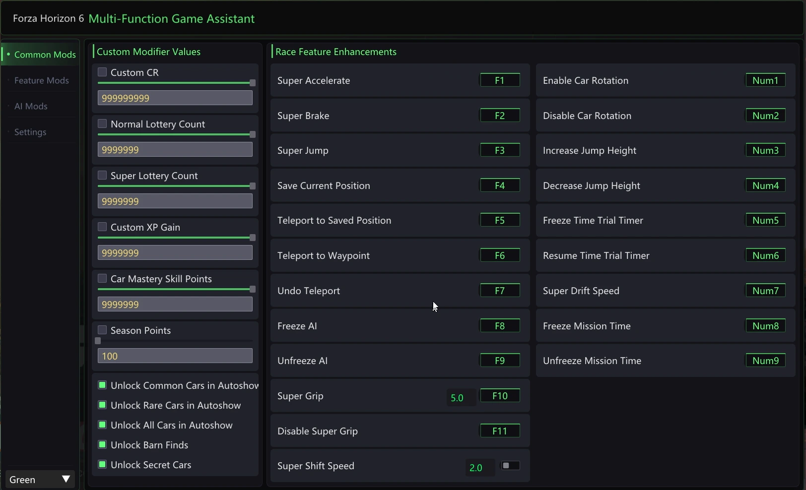 forza horiozn 6 cheat menu 1