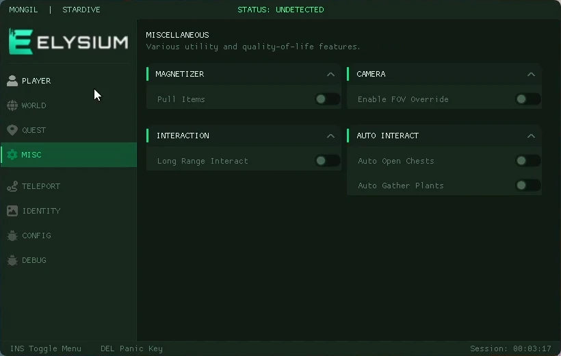 stardive cheat misc features