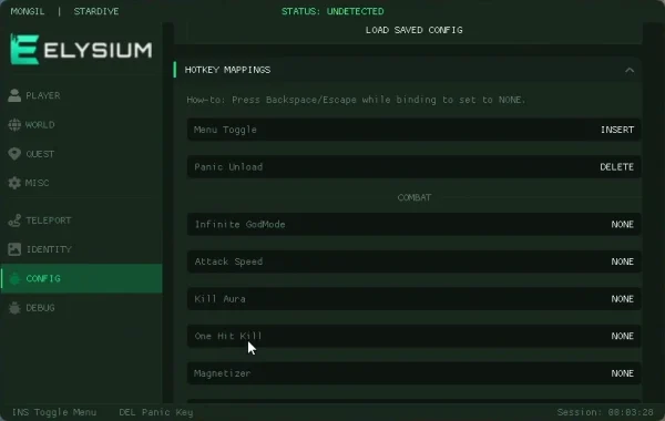 stardive config cheat menu