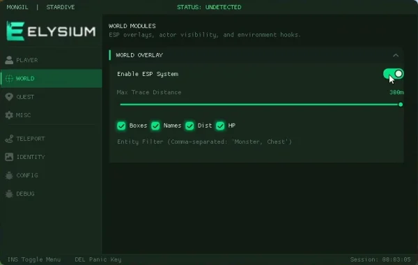 stardive esp cheat menu