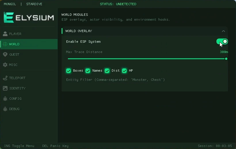 stardive esp cheat menu