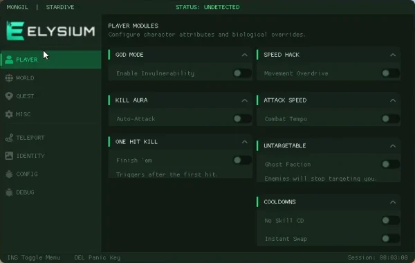 stardive menu cheat player