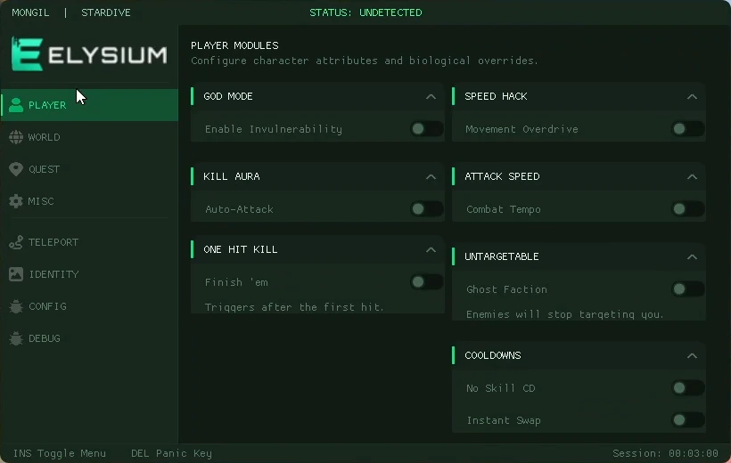 stardive menu cheat player