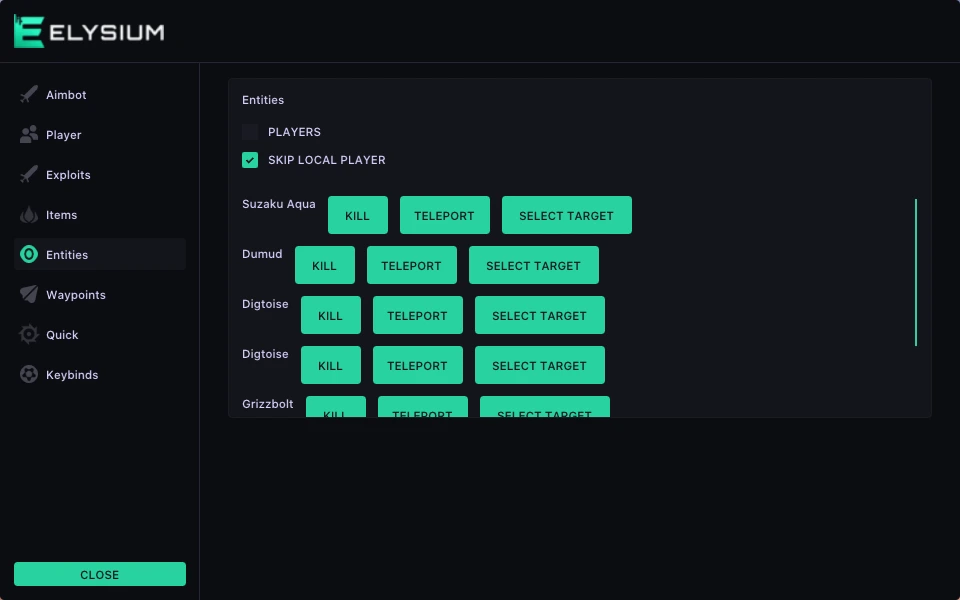 ELYSIUM palworld entities cheat tab
