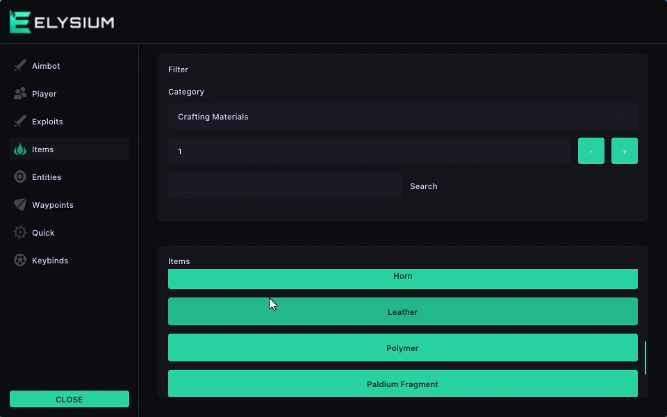 ELYSIUM palworld items cheat tab