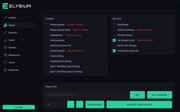 ELYSIUM palworld player cheat tab