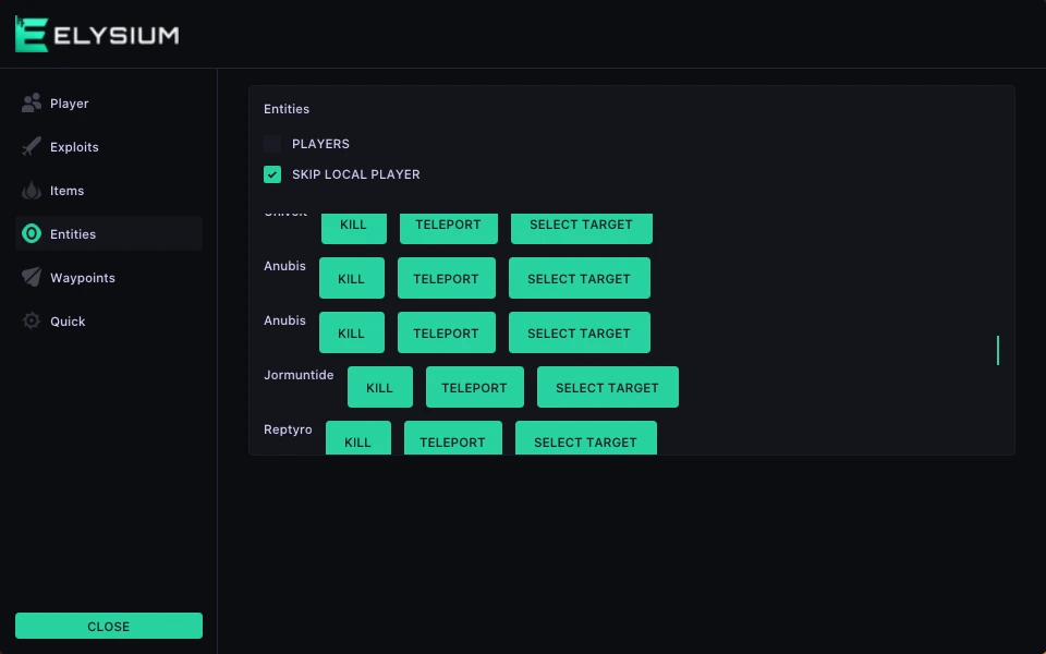 palworld entitiescheat menu tab