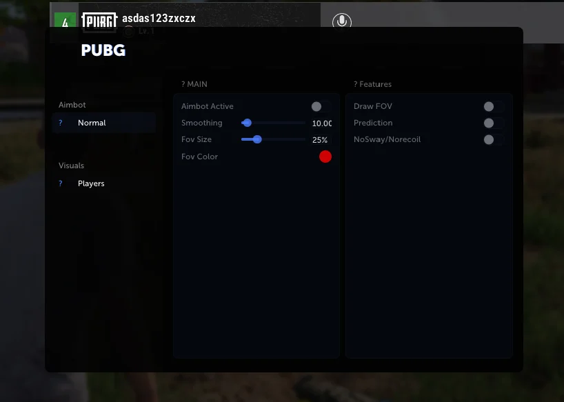 menu aimbot cheat tab pubg