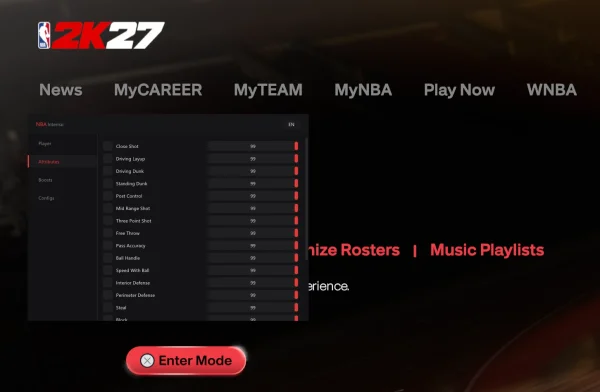 NBA 2K27 cheat extra menu with reputation and season level