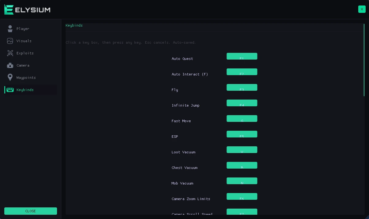 ragnarok keybinds cheat menu