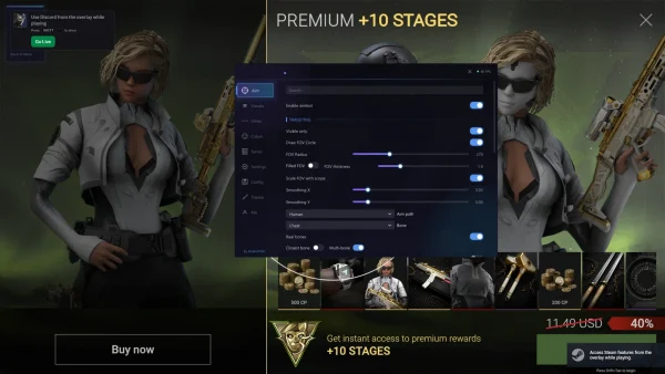 Combat Master Elysium CM cheat - aimbot FOV circle and off-screen arrows in-game