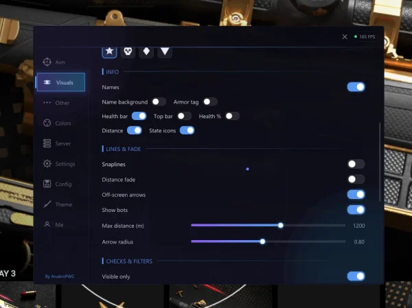 Combat Master Elysium CM cheat - ESP names, health bars, distance and off-screen arrows