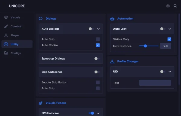 Honkai Star Rail Unicore cheat menu screenshot 2
