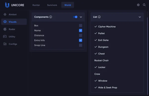 Identity V Unicore cheat menu screenshot 1