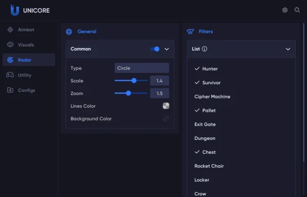 Identity V Unicore cheat menu screenshot 2