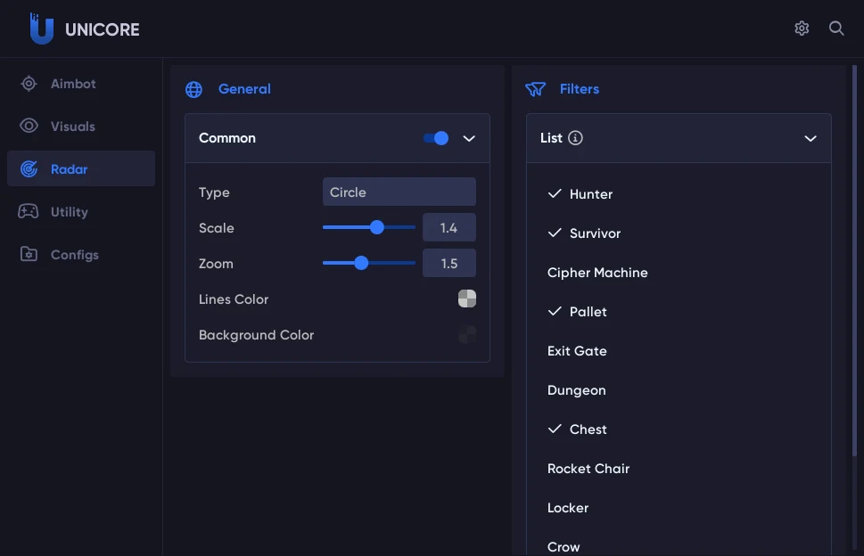 Identity V Unicore cheat menu screenshot 2