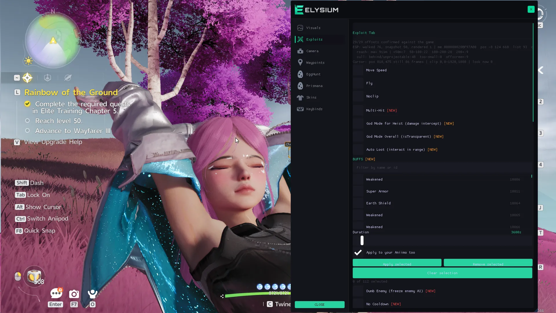 Aniimo exploits menu