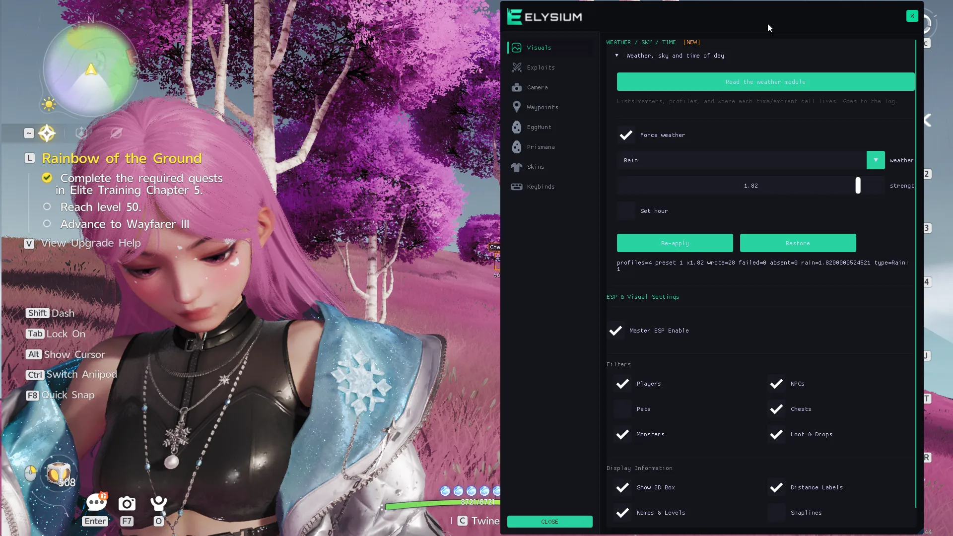Aniimo visuals and ESP menu